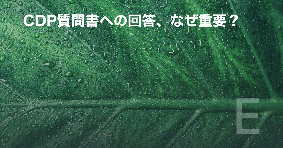 CDP質問書への回答、なぜ重要?