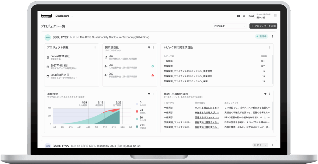 booost Disclosure プロダクト画面イメージ